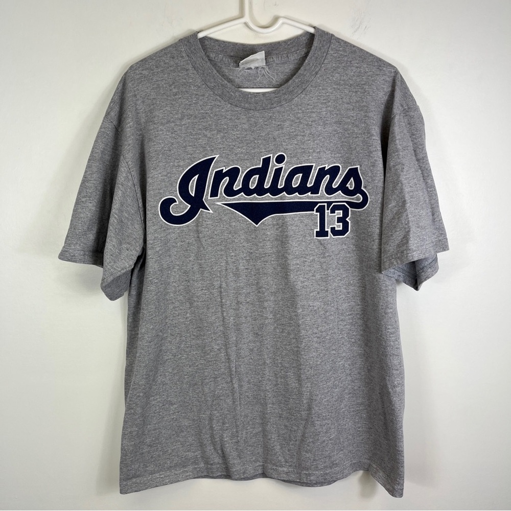 Omar Vizquel Cleveland Indians TShirt Gray Adult L Large Lee Sport Vintage Y2k